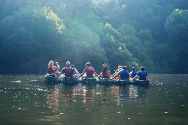 canoeing at a Pembrokeshire group holiday