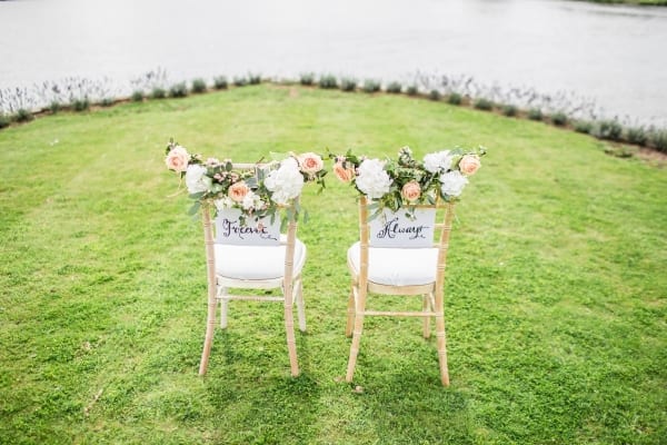 Bride and Groom chairs at Plas Pantyderi Manor