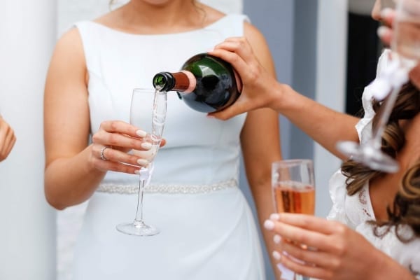 champagne at a wedding at Plas Pantyderi Manor
